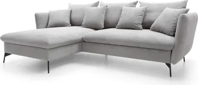 Immagine prodotto di FURNLUX Divano angolare Viton Grigio chiaro e nero 258 cm / Colore principale: Grigio / Dimensioni: 258 x 91 x 167 cm