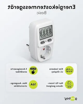Productafbeelding van Stroommeter Stopcontact - Energieverbruik Meter - Kosten Besparen - 5 Weergavemodi - 3680 W - Wit