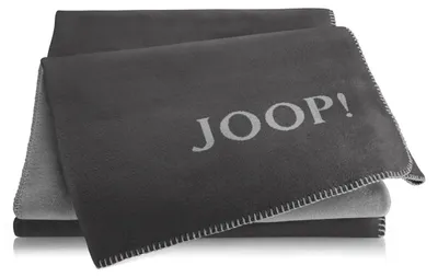 Produktbild von Joop Wohndecke UNI DOUBLEFACE Baumwolle Anthrazit mit Kettelrand 150 x 200 cm