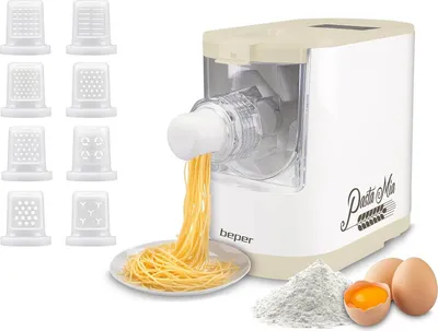 Immagine prodotto di Macchina per pasta automatica Beper P102SBA500, 9 trafile, 200W, per pasta di grano duro, senza glutine e all'uovo, compatta, facile da pulire