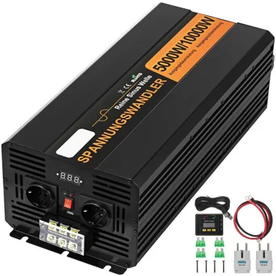 Produktbild von 230V Spannungswandler - Wechselrichter 5000W - Reiner Sinuswellen Wechselrichter - 24V DC - Reine Sinuswellenleistung