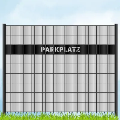 Produktbild von zaun|zu Sichtschutzstreifen mit Laser Beschriftung "PARKPLATZ" für Doppelstabzaun Tiefschwarz 2,55m