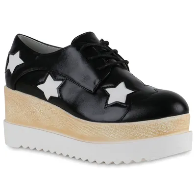 Produktbild von VAN HILL Damen Halbschuhe Plateauschuhe Schnürer Schuhe 839921, Farbe: Schwarz, Größe: 36