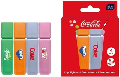 Zdjęcie produktu dla Zakreślacze Coca-Cola 4 kolory - INTERDRUK