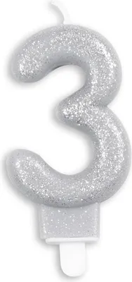 Produktbild von Glitzer Zahlenkerze in Silber 3