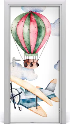 Produktbild von Tulup Türaufkleber 95x205 cm Dekorative Aufkleber Selbstklebend Wasserdichte Tapete Abnehmbar Schlafzimmer Wohnzimmer Wohnkultur - Ballone und Flugzeuge
