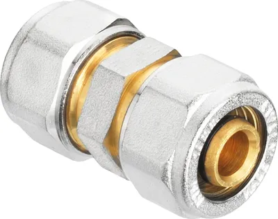 Produktbild von Rohrkupplung aus Messing vernickelt für Rohre 16x16 mm Unterputz 5er Pack