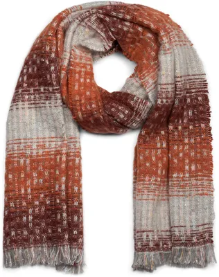 Produktbild von styleBREAKER Damen Schal mit Streifen Web Muster, Pailletten und kurzen Fransen, Winter, Stola 01017114