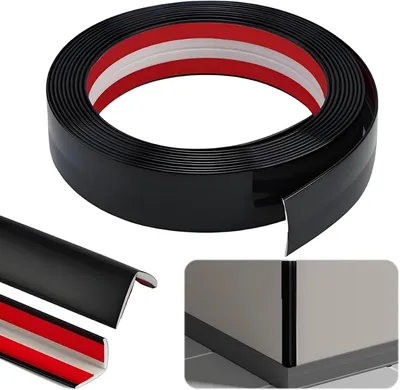 Immagine prodotto di Listello autoadesivo, 1 cm x 12 m, nero, in PVC, per angoli