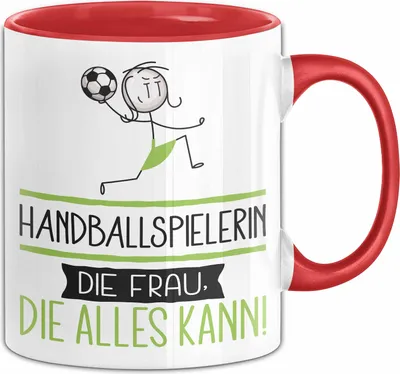 Produktbild von Handballspielerin Geschenk Tasse Becher Die Frau Die Allen Kann Geschenkidee für eine Handballspielerin Lustig (Rot)