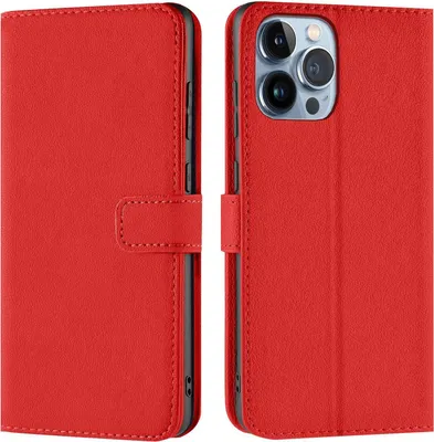 Produktbild von Conie Klapp Tasche für iPhone 13 Pro Max Kartenfach Rundumschutz Hülle in Rot