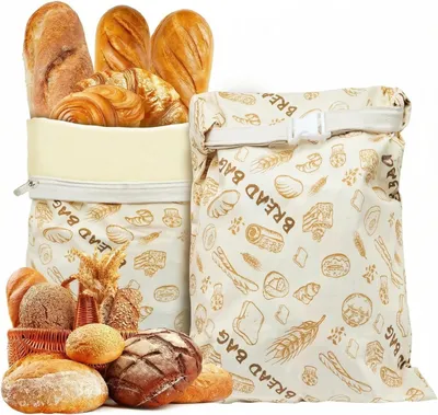 Produktbild von Set mit 2 wiederverwendbaren Bienenwachstücher für Brot, mit Reißverschluss