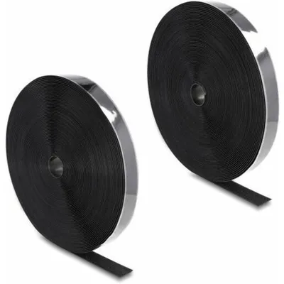 Produktbild von Delock Strapazierfähiges Klettband selbstklebend mit Haft- und Flauschband L 25 m x B 25 mm schwarz