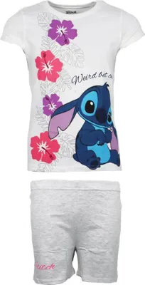 Produktbild von Disney Lilo und Stitch Kinder Mädchen Schlafanzug Pyjama Shirt Hose – Weiß / 116