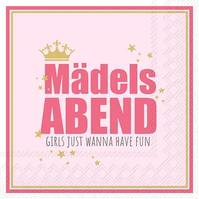 Produktbild von MÄDELSABEND gold pink Cocktail-Servietten C 990695