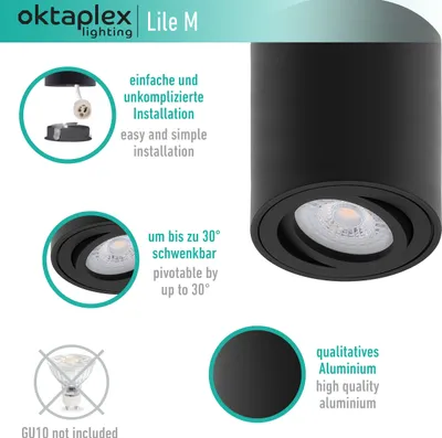 Produktbild von Oktaplex 3 Stück Aufbauspotrahmen GU10 / LED-Module schwarz Deckenstrahler