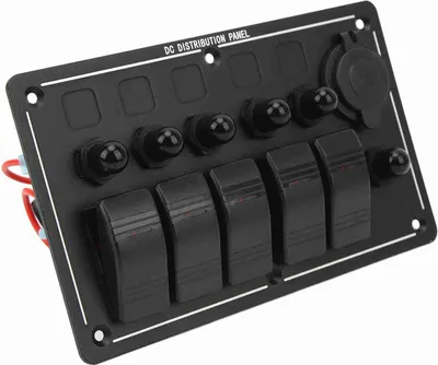 Zdjęcie produktu dla 5-pozycyjny przełącznik kołyskowy, 12–24 V, włączanie/wyłączanie, aluminium, czerwona dioda LED, do samochodów osobowych, ciężarówek, kamperów, jachtów, pojazdów UTV
