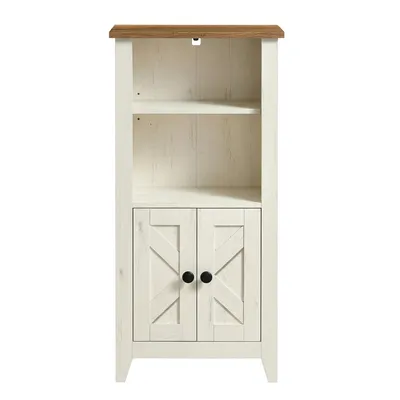 Produktbild von VASAGLE Badezimmerschrank im Landhausstil, Badschrank, offene Fächer, mit Türen, weiß-braun