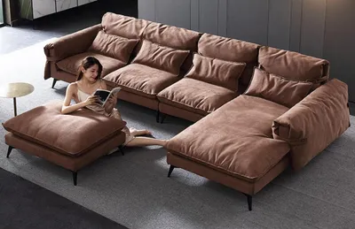 Obrázek produktu pro Rohová sedačka ve tvaru L, moderní design, hnědá barva, čalounění