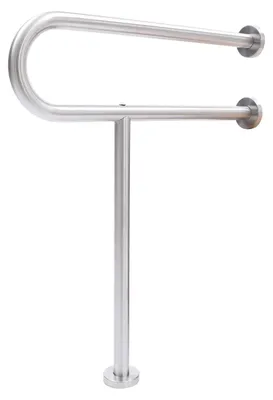 Immagine prodotto di Maniglia di sicurezza per WC - Maniglia di sostegno a forma di U - Lunghezza 75 cm - Capacità di carico 75 kg - Acciaio inossidabile 304 - Per anziani e donne in gravidanza - Grigio chiaro