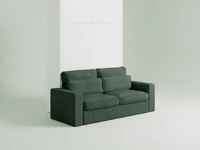 Produktbild von Schrankbett 160 x 200 cm - Manuelles vertikales Öffnungssystem - Mit LEDs - Weiß + Sofa Grün - RAPILI