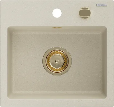 Produktbild von Mexen Milo 1-Becken-Granit-Spüle 435 x 410 mm, Beige, Siphon Gold - 6505441000-69-G