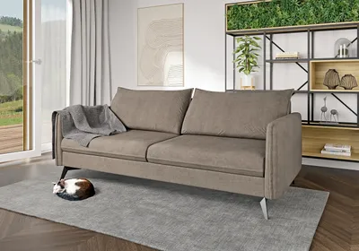 Produktbild von S-STYLE MÖBEL - Helix - Modernes Sofa 3-Sitzer mit Schwarz Metall Füßen aus Dunkelbeige Luxusmicrofaser, B/T/H: 199 cm / 91 cm/ 86 cm
