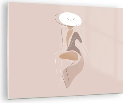 Produktbild von Bilder auf glas - Einteilig - Buntstift Frau Hut - 70x50cm - Glasbilder - Wandbilder - Bilder - zum Aufhängen bereit - Wanddekoration aus Glas - Glas Bilder - Wandbild auf Glas - GAA70x50-4773