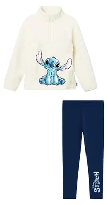 Produktbild von Lilo & Stitch - Loungewear Set für Mädchen, mit halbem Reißverschluss, Teddyfleece TC1061 (110) (Naturweiß/Blau)