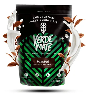 Produktbild von Verde Mate - Mate Tee Tostada 500g - Dicke Blätter 5mm - Geröstete Yerba Ohne Bitterkeit - Kaffee- und Kakaonote - Brasilien