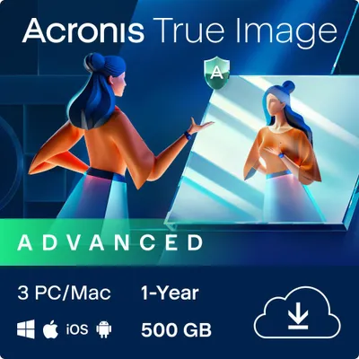Produktbild von Acronis True Image Advanced 2026 + 500GB Cloud / 3 PC / 1 Jahr / Lizenz per E-Mail