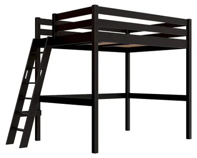 Produktbild von Hochbett 140x200 Sylvia schräge Leiter - Schwarz