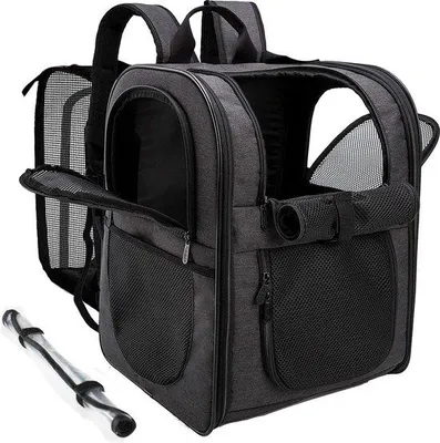 Produktbild von Famanu Haustier-Rucksack Schwarz - Erweiterbar für Hunde und Katzen