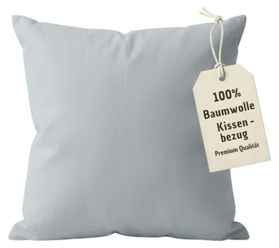 Produktbild von 2er Pack Kissenbezug 80x80 cm Grau | 100% Baumwolle | Doppelpack PREMIUM Kissenhülle mit verdecktem Reißverschluss