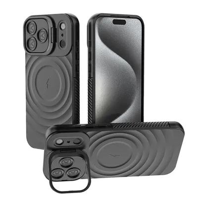 Produktbild von Handytaschen,Hülle für iPhone 17ProMax,Gewellte Anti-Fall-Handyhülle,Mattes Finish,magnetisches kabelloses Laden,Anti-Fingerabdruck,mit Klappständer