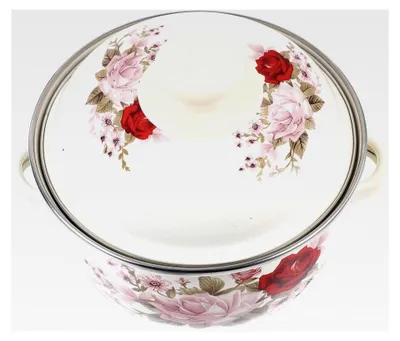 Produktbild von Küchentopf Emaille 16cm Dickwandiger Kochtopf mit Glasdeckel Vielseitiger Suppentopf für Hausgemachtes Kochen und Milchsaucen