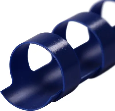 Produktbild von Plastikbinderücken, BLAU, 10 mm, 21 Ringe, 100 Stück, für ca. 55 Blatt – Plastikringbindung, Spiralbindung, Ringbindung