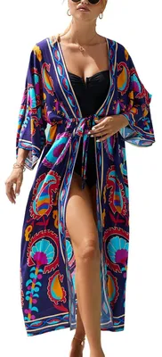 Imagen del producto de Vestido largo tipo caftán con mangas anchas estilo kimono