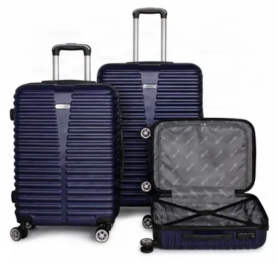 Produktbild von 3 teiliges ABS Hartschalen Kofferset für Urlaub Reise Wochenendtrip, Farbe:Blau