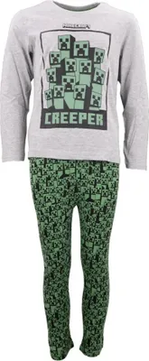 Produktbild von Minecraft Creeper Kinder lang Pyjama – Grau / 134