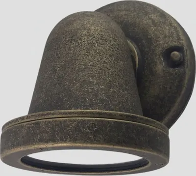 Immagine prodotto di Applique da esterno in vetro di ottone H: 14 cm IP64 in ottone anticato GU10 Lampada da esterno marittima a parete