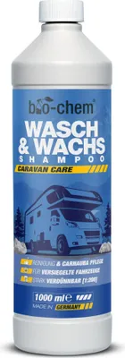 Produktbild von bio-chem Caravan Wasch & Wachs Shampoo - 1L Konzentrat - Mit Carnaubawachs für Glanz & Schutz - Wohnmobil, Wohnwagen, Boot - Selbsttrocknend, pH-neutral -  Germany