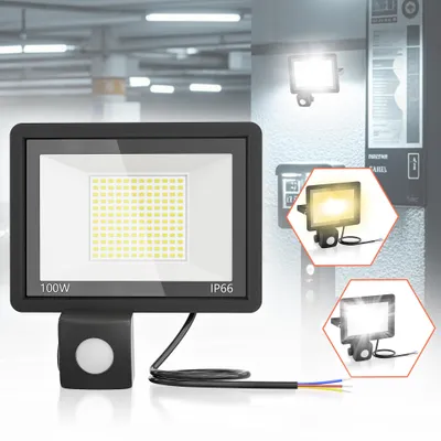 Immagine prodotto di Set di 3 faretti LED da esterno VA-Cerulean, con sensore di movimento, 100W, 3500LM, grado di protezione IP66, luce bianca calda, senza spina