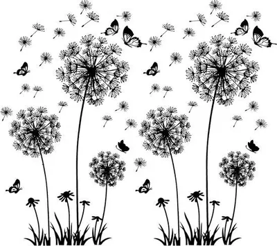 Produktbild von Famanu Wandsticker Dandelions und Schmetterlinge - 165 x 130 cm