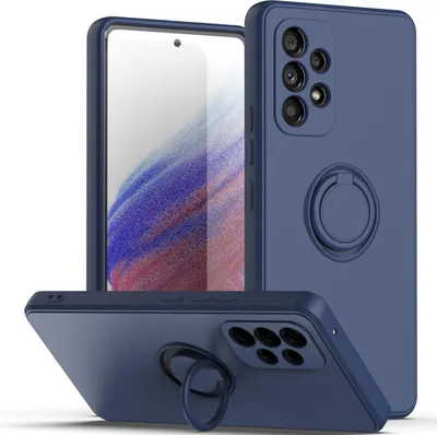 Produktbild von Samsung A73 5G Handyhülle, Ring Halter Ständer Kratzfeste Weiche Silikon schutzhülle für Samsung Galaxy A73 5G Blau