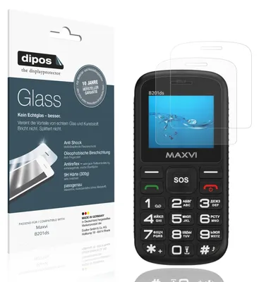 Produktbild von 2x Schutzfolie für Maxvi B201ds matt - Anti-Shock 9H Folie dipos Glass Kunststoffglas