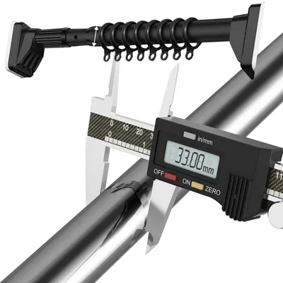 Obrázok produktu pre Držiak na záclony bez vŕtania, čierna farba, dĺžka 260-350 cm