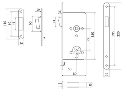 Produktbild von LOB Z75MB-K00 Magnetisches Einsteckschloss Edelstahl 72/50/20 mit verstellbarem Schließblech 24 mm