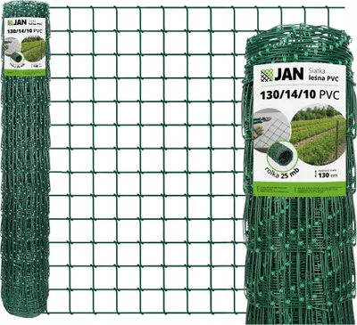 Image de Clôture forestière - 130/14/10 - Hauteur 130 cm - Rouleau de 25 m - Vert - Galvanisé + revêtement PVC - Treillis noué Clôture pour gibier 10 x 10 cm - 80 g/m²