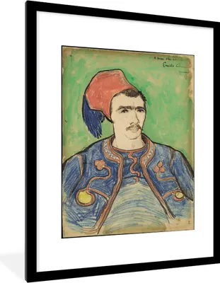 Produktbild von MuchoWow® Gerahmtes Poster Der Zouave - Vincent van Gogh 60x80 cm - Poster mit Schwarzem Bilderrahmen Wandposter Rahmen Foto Bilder - Wohnzimmer - Dekorationen - Prämie